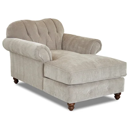 Traditional Sweetheart Back Chaise Lounge with Button Tufting